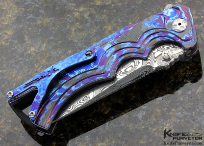 Brian Tighe Custom Knife Damasteel and Timascus Tanto Fighter Button Lock Flipper - Image 3