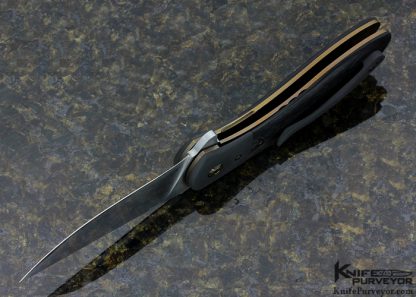 Bruce Bingenheimer Custom Knife Bead Blasted Zirconium & Marbled Carbon Fiber "Anubis" Flipper - Image 6