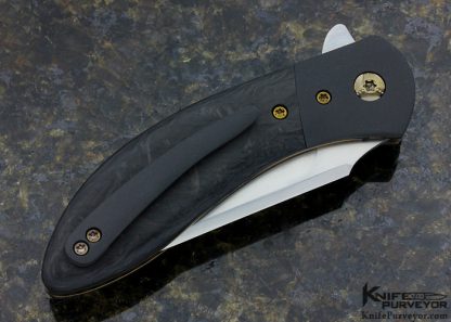 Bruce Bingenheimer Custom Knife Bead Blasted Zirconium & Marbled Carbon Fiber "Anubis" Flipper - Image 3