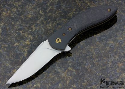 Bruce Bingenheimer Custom Knife Bead Blasted Zirconium & Marbled Carbon Fiber "Anubis" Flipper