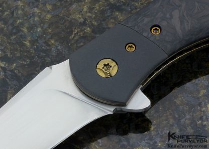 Bruce Bingenheimer Custom Knife Bead Blasted Zirconium & Marbled Carbon Fiber "Anubis" Flipper - Image 2