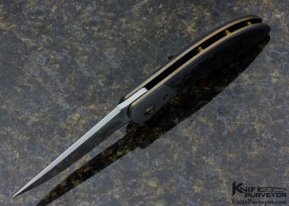 Bruce Bingenheimer Custom Knife Bead Blasted Zirconium & Marbled Carbon Fiber "Anubis" Flipper - Image 5