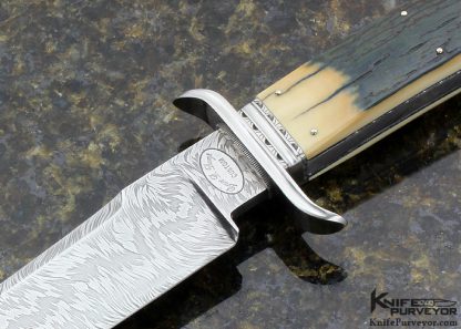 Bruce Bump Custom Knife "Wild Fire" Sole Authorship Damascus and Blue Mammoth  "Vigilante Bowie" - Image 2