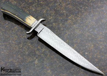 Bruce Bump Custom Knife "Wild Fire" Sole Authorship Damascus and Blue Mammoth  "Vigilante Bowie" - Image 3