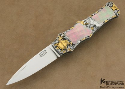 Jack Busfield Custom Knike "The Restless Sleep" Engraved by Dan Wilkerson with Gold & Blacklip Pearl Midlock