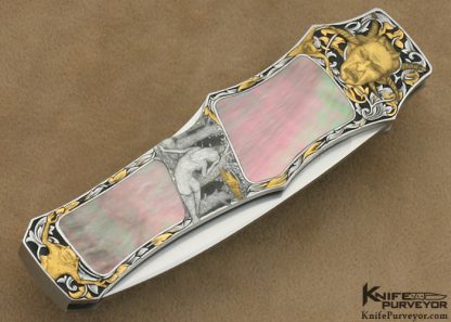 Jack Busfield Custom Knike "The Restless Sleep" Engraved by Dan Wilkerson with Gold & Blacklip Pearl Midlock - Image 5