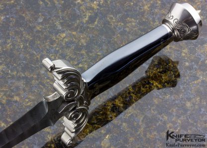 Buster Warenski Custom Knife Carved Damascus Art Dagger - Image 6