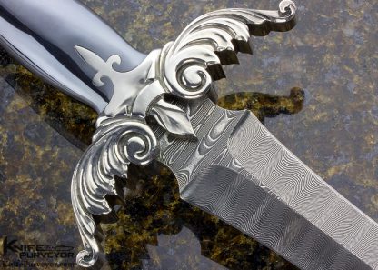 Buster Warenski Custom Knife Carved Damascus Art Dagger - Image 4