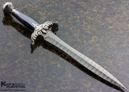 Buster Warenski Custom Knife Carved Damascus Art Dagger 8291