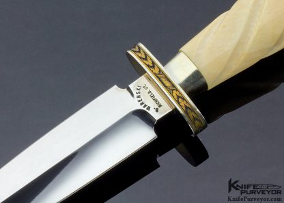 Buster Warenski Custom Knife Fluted Mammoth with Engraved Spacer - Image 2