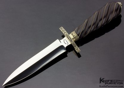 Buster Warenski Custom Knife Ebony Dagger with Silver Sheath 8456