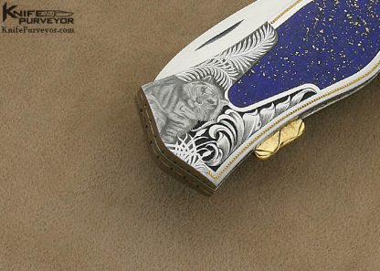 Buster Warenski Custom Knife Lapis Lazuli Julie Warenski Engraved D/A Lockback - Image 5