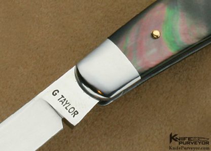 C Gray Taylor Custom Knife Black Lip Tahitian Pearl Shell Lobster Pattern Slipjoint - Image 2