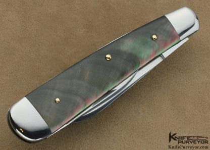 C Gray Taylor Custom Knife Black Lip Tahitian Pearl Shell Lobster Pattern Slipjoint - Image 3