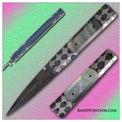 Jeff Chaffee's Custom Knife: Blacklip Tahitian Pearl Linerlock Dagger with Robert Eggerling and Devin Thomas Damascus