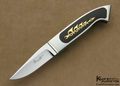 Charlie Bennica Custom Knife Exotic Material with 24KT Gold Inlays "Comete" Folder