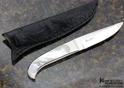 Charly Bennica Custom Knife Mother of Pearl Shell Interframe Integral Fixed Blade - Image 3