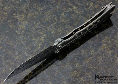 Charles Marlowe Custom Knife A2 Style Balisong with Damasteel Blade - Image 5