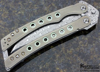 Charles Marlowe Custom Knife A2 Style Balisong with Damasteel Blade - Image 3