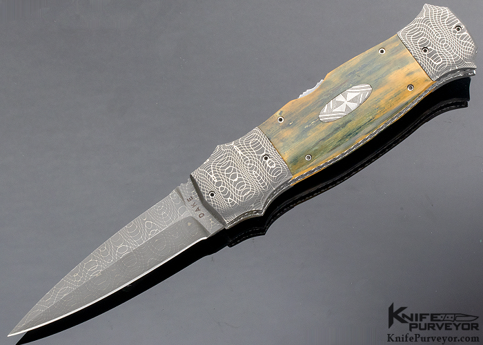 Charlie Dake Custom Knife Fossil Mammoth and Mosaic Damascus D/A ...