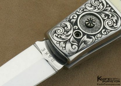 Charlie Dake Custom Knife Billy Bates Engraved Antique Elephant Ivory Button Release Auto Scrimmed by Lynn Benade - Image 2