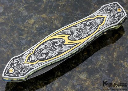 Chris Booysen Custom Knife Sole Authorship Engraved "Art-Coffin Gold" Linerlock - Image 3