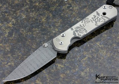 Chris Reeve Custom Knife Large Sebenza 21 CGG  Eyes with Devin Thomas Damascus Frame Lock