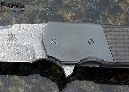 Jason Clark Custom Knife Damasteel Carbon Fiber Frame lock Flipper - Image 2