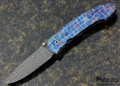 Cliff O'Dell Custom Knife Falcon (181) Mike Norris & Robert Eggerling Damascus Linerlock