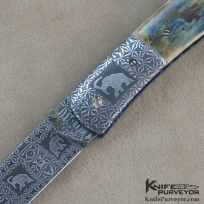 Cliff Parker Custom Knife Sole Authorship Damascus Linerlock - Image 2