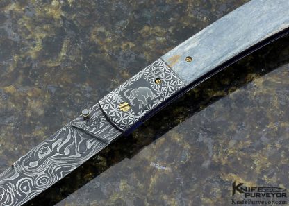 Cliff Parker Custom Knife Phenolic and Mosaic Damascus Linerlock - Image 2