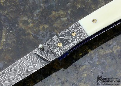 Cliff Parker Custom Knife "Narwhale" Mosaic Damascus Linerlock - Image 2