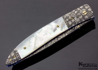 Cliff Parker Custom Knife Mother of Pearl & Mosaic Damascus Linerlock - Image 5