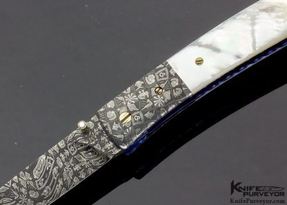 Cliff Parker Custom Knife Mother of Pearl & Mosaic Damascus Linerlock - Image 2