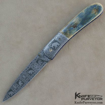 Cliff Parker Custom Knife Sole Authorship Damascus Linerlock