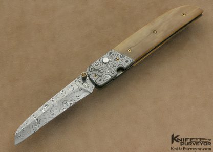 Bill Coffey Custom Knife Damascus  Linerlock Auto - Image 2