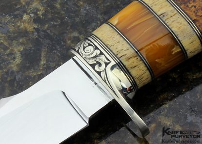 D'Holder Engraved by Pat Holder Custom Knife Redwood Burl Clip Blade Hunter - Image 2