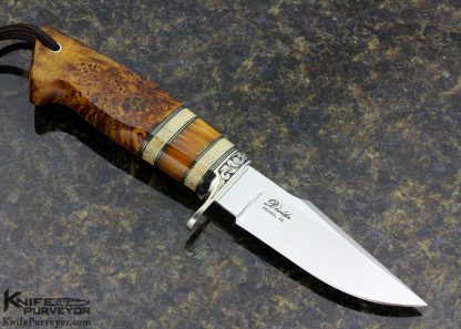 D'Holder Engraved by Pat Holder Custom Knife Redwood Burl Clip Blade Hunter - Image 3