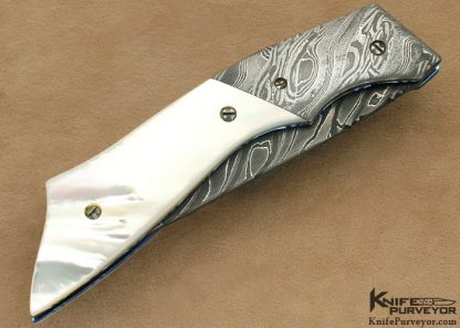 Dale Reif Custom Knife Mother of Pearl & Damascus Automatic Linerlock - Image 3