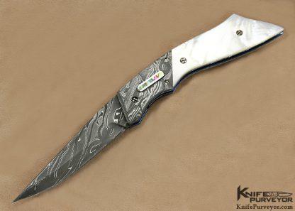 Dale Reif Custom Knife Mother of Pearl & Damascus Automatic Linerlock