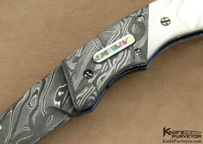 Dale Reif Custom Knife Mother of Pearl & Damascus Automatic Linerlock - Image 2