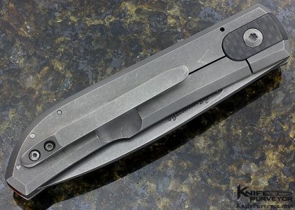 David Sharp Custom Knife "SharpWerks" Frame Horn Titanium Framelock with Carbon Fiber Accents - Image 3