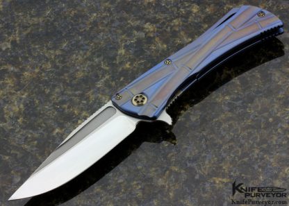 Collaboration between Marfione & Koji Hara Custom Knife "Closer" Two-Tone Bronze Titanium Flipper