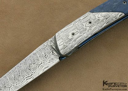 Des Horn Custom Knife Damasteel & Giraffe Bone Linerlock - Image 2