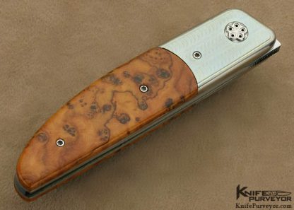 Des Horn Custom Knife Titanium & Birdseye Maple Button Lock - Image 3