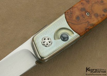 Des Horn Custom Knife Titanium & Birdseye Maple Button Lock - Image 2