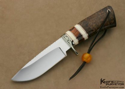 D'Alton Holder Custom Knife "Big Dog" Engraved by Pat Holder with Redwood Burl, Ivory & Amber