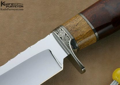 D'Holder Custom Knives Bruce Shaw Engraved Redwood Burl with Fossilized Whale Bone Big Dog - Image 2