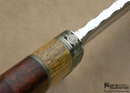 D'Holder Custom Knives Bruce Shaw Engraved Redwood Burl with Fossilized Whale Bone Big Dog - Image 6