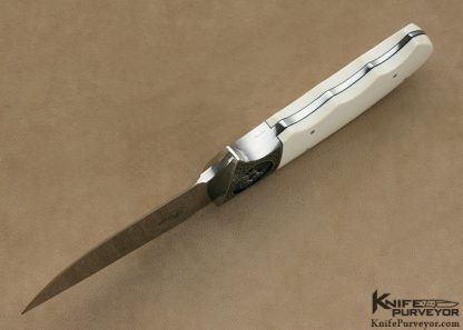 D'Alton Holder Custom Knife Mammoth Ivory Clip Blade Hunter Engraved By Bruce Shaw "Whitetail Deer" - Image 6